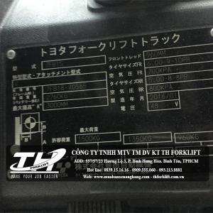 Xe nâng điện ngồi lái Toyota 7FB15 name plate