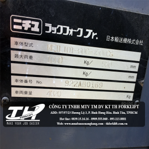 Xe Nâng Điện Đứng Lái 3 Chiều Nichiyu name plate