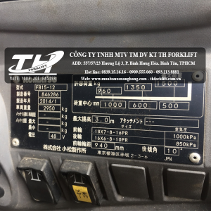Xe nâng điện ngồi lái Komatsu FB15-12 name plate